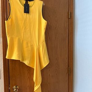 Zara Yellow Asymmetrical Ruffled Cocktail Dress